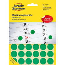 Avery 3376 18mm 1056db-os zöld jelölőpont nyomtató kellék