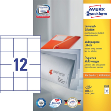 Avery Etikett AVERY 3661 70x67,7 mm fehér univerzális 1200 címke/doboz 100 ív/doboz etikett