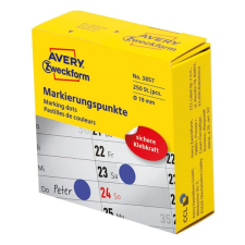 Avery Etikett AVERY 3857 öntapadó jelölőpont adagoló dobozban kék 19mm 250 jelölőpont/doboz etikett