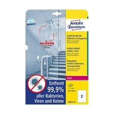 Avery Etikett AVERY L8012-10 210x148mm antimikrobiális átlátszó 20 címke/doboz 10 ív/doboz etikett