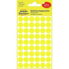 Avery Etikett címke, o12mm, jelölésre, 54 címke/ív, 5 ív/doboz, Avery sárga etikett