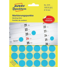 Avery Etikett címke, o18mm, jelölésre, 24 címke/ív, 44 ív/doboz, Avery kék etikett