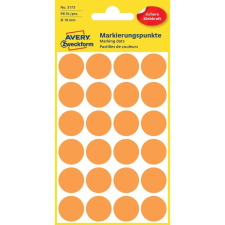 Avery Etikett címke, o18mm, jelölésre, neon 24 címke/ív, 4 ív/doboz, Avery narancssárga etikett