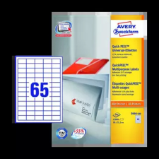 Avery zweckform 38 mm x 21.2 mm Papír Íves etikett címke  Fehér  ( 200 ív/doboz ) etikett