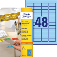 Avery zweckform 45,7 x 21,2 mm Etikett tintasugaras és lézer nyomtatóhoz kék (960 címke / csomag) etikett