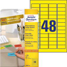 Avery zweckform 45,7 x 21,2mm Etikett tintasugaras és lézer nyomtatóhoz sárga (960 címke / csomag) etikett