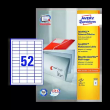Avery zweckform 48 mm x 21 mm Papír Íves etikett címke  Fehér  ( 100 ív/doboz ) etikett