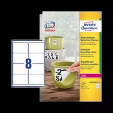 Avery zweckform 99.1 mm x 67.7 mm Műanyag Íves etikett címke  Fehér  ( 20 ív/doboz ) etikett