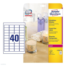 Avery zweckform Etikett címke speciális L7781-25 víztiszta átlátszó 45,7 x 25,4 mm, 25 ív Avery etikett