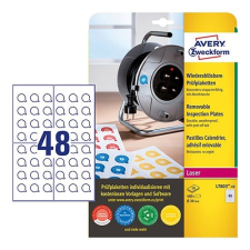 Avery zweckform Etikett címke visszaszedhető plakettek nyomtatható L7803-10, 20 mm, Avery etikett