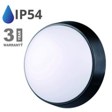 Avide IP54 opál mennyezeti LED lámpa kerek (14W) fekete - természetes fehér világítás