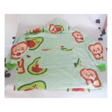 Avokádé színű oversized kapucnis pléd pulóver lakástextília