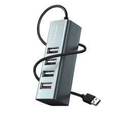 Awei CL-122 USB HUB 4in1 (elosztó, 4xUSB-C aljzat, 75cm) fekete (CL-122) (CL-122) kábel és adapter