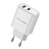 Awei PD81-EU hálózati töltő USB+Type-C aljzat (22.5W, GaN, PD gyorstöltő) FEHÉR (AWEI_PD81-EU)