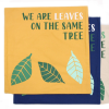 AWGifts Pamut Párnahuzat Felirattal - We are Leaves - Sárga, Kék és Natúr