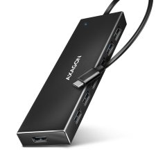 AXAGON HUE-F7C SuperSpeed USB-C FLAT CHARGING HUB Black hub és switch