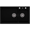 Axis A-POINT 140 kétmedencés gránit mosogató automata dugóemelő, szifonnal, fekete, beépíthető