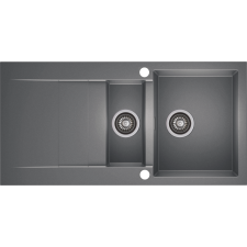 Axis CASCADA 150  másfél medencés gránit mosogató automata dugóemelő, szifonnal, szürke, beépíthető mosogatótálca