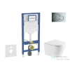 AXO Geberit Duofix falra szerelhető WC szett, Kielle NEFIA Vortex rimless+ WC softclose ülőkével, Geberit Sigma 01 fényes króm nyomólappal, fehér SANI11CA1161