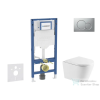 AXO Geberit Duofix falra szerelhető WC szett, Kielle NEFIA Vortex rimless+ WC softclose ülőkével, Geberit Sigma 01 matt króm nyomólappal, fehér SANI11CA2107