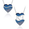 AZIZ Szívben Szív kinyitható medál nyaklánccal, kék-ezüst - prémium
