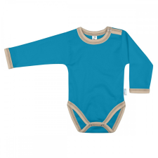 Azúrkék-mogyoró hosszú ujjú baba body kombidressz, body