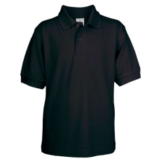 B&C BCPK486 gyerek, rövid ujjú galléros pamut póló, Black-7/8