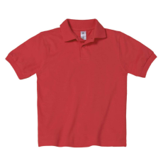 B&C BCPK486 gyerek, rövid ujjú galléros pamut póló, Red-7/8