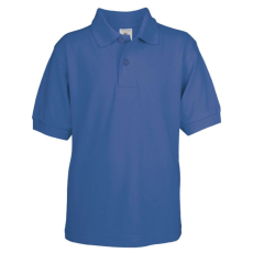 B&C BCPK486 gyerek, rövid ujjú galléros pamut póló, Royal Blue-12/14