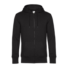B&amp;C cipzáros kapucnis férfi pulóver kétoldali zsebekkel O86, Black Pure-S férfi pulóver, kardigán