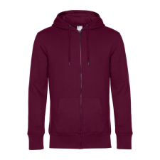 B&amp;C cipzáros kapucnis férfi pulóver kétoldali zsebekkel O86, Cherry Red-2XL férfi pulóver, kardigán