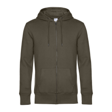 B&C cipzáros kapucnis férfi pulóver kétoldali zsebekkel O86, Khaki-XL