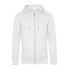 B&C cipzáros kapucnis férfi pulóver kétoldali zsebekkel O86, White-2XL férfi pulóver, kardigán