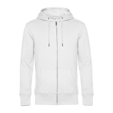 B&C cipzáros kapucnis férfi pulóver kétoldali zsebekkel O86, White-3XL