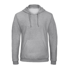 B&C férfi kapucnis pulóver, színazonos húzózsinórral O47, Heather Grey-4XL férfi pulóver, kardigán