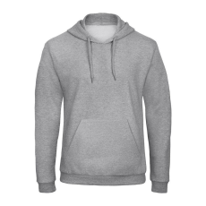B&C férfi kapucnis pulóver, színazonos húzózsinórral O47, Heather Grey-L