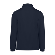 B&C hosszú ujjú előzsugorodott férfi galléros pamut póló O30, Navy-L