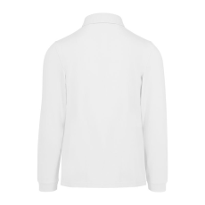 B&C hosszú ujjú előzsugorodott férfi galléros pamut póló O30, White-4XL