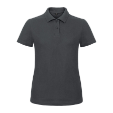 B&amp;C klasszikus fazonú, rövid ujjú Női galléros póló, O07, Anthracite-XS női póló