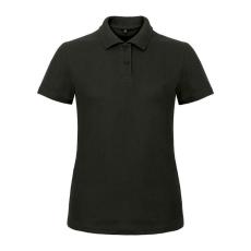 B&C klasszikus fazonú, rövid ujjú Női galléros póló, O07, Black-XL