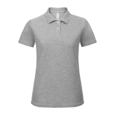 B&C klasszikus fazonú, rövid ujjú Női galléros póló, O07, Heather Grey-2XL