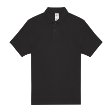 B&amp;C rövid ujjú kétgombos unisex pamut galléros póló O06, Black-3XL férfi póló