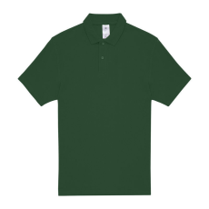 B&C rövid ujjú kétgombos unisex pamut galléros póló O06, Bottle Green-L