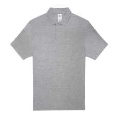 B&C rövid ujjú kétgombos unisex pamut galléros póló O06, Heather Grey-S