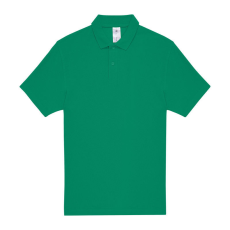 B&C rövid ujjú kétgombos unisex pamut galléros póló O06, Kelly Green-2XL