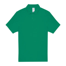 B&C rövid ujjú kétgombos unisex pamut galléros póló O06, Kelly Green-4XL