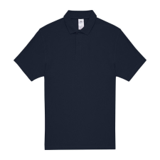B&amp;C rövid ujjú kétgombos unisex pamut galléros póló O06, Navy-2XL férfi póló