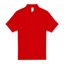 B&amp;C rövid ujjú kétgombos unisex pamut galléros póló O06, Red-3XL férfi póló