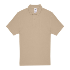 B&amp;C rövid ujjú kétgombos unisex pamut galléros póló O06, Sand-4XL férfi póló