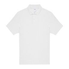 B&C rövid ujjú kétgombos unisex pamut galléros póló O06, White-4XL